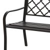 Outsunny Outdoor 2 Seater Garden Bench, Antique Style Cast Iron Loveseat with Armrest, Brown
