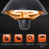 Outsunny 600W Electric Heater Ceiling Hanging Halogen Light with Adjustable Hook Chain Black Aluminium Frame