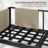 Outsunny 5 Seater Garden Corner Sofa Set, 4 Pieces Metal Garden Furniture Set with Loveseats, Glass Top Coffee Table, Breathable Mesh Pocket, Outdoor Conversation Furniture with Cushions, Khaki