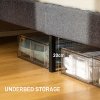 HOMCOM King Size Bed Frame with 5-Level Adjustable Linen Upholstered Headboard, Wooden Slats Mattress Foundation, No Box Spring Needed, Grey