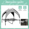 PawHut Cooling Raised Dog Bed, Elevated Pet Bed with Breathable Mesh, UV Protection Canopy, Foot Pads, for Indoor Outdoor, Medium, Large Dogs, 91 x 76 x 89cm - Light Grey