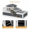 PawHut Tortoise House 3-Room Wooden Tortoise Enclosure Large Reptile Cage with 2 Stories, Ladder, Balcony, Tray, Openable Roof, 59H x 112L x 65Wcm, Grey