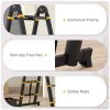 HOMCOM 3.8M Duo Aluminium Ladder with 12 Non-Slip Steps, Tool Holder Herringbone Deployed Extendable DIY with Climbing Platform, Yellow