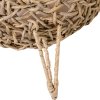 PawHut Wicker Cat House, Rattan Elevated Cat Bed with Three Tripod Legs, Ball-Shaped Cat Basket with Cushion - Natural Wood Finish