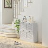 HOMCOM 2 Drawers Entryway Shoe Cabinet, Narrow Shoe Storage Cabinet with 2 Flip Drawers, Louvred Door Design and Adjustable Shelves for 16 Pairs of Shoes, White