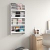 HOMCOM Hanging Wall File Holder, 4 Tier Desk Tidy Organiser, Paper Document Magazine Storage Rack with Wooden Baffles for Office Home, Accessories Supplies, White