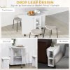 HOMCOM Mobile Folding Dining Table, Drop Leaf Table for Small Spaces with 2-tier Shelves, Small Kitchen Table With 6 Wheels, White