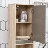 HOMCOM Narrow Bathroom Cabinet, Slim Bathroom Storage Unit with Open Compartment, Freestanding Storage Cupboard with Adjustable Shelves for Small Spaces, 30 x 24 x 170 cm