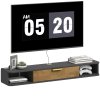 HOMCOM 120 cm Floating TV Stand Cabinet, Wall Mounted TV Cabinet with Open Compartments and Flip Door, Modern Entertainment Media Console for Living Room, Charcoal Grey