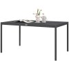 Outsunny 145cm Garden Table, Rectangle Outdoor Dining Table for 6 People, with Steel Legs and Slatted Aluminium Top, for Balcony, Lawn, Dark Grey