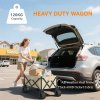 Outsunny 110L Festival Trolley on Wheels, Folding Camping Trolley Cart with Telescopic Handle, Carry Bag and All-Terrain Big Wheels, for Garden, Beach, Fishing, Black, Khaki