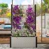 Outsunny Garden Planter Box with Trellis, Liner, Rattan Raised Bed, Trough Planter with Topped Trellis for Climbing Plants, Vegetables, Flowers, 90 x 35 x 148 cm, Mixed-grey