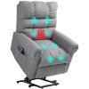HOMCOM Power Lift Chair for Elderly, Electric Recliner Armchair with Massage and Heat, Type C and USB Ports, Fabric Riser and Reclining Chair with Side Pockets, Grey
