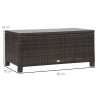 Outsunny PE Rattan Coffee Table, Rectangular Outdoor Coffee Table with Tempered Glass Top, 70 KG Capacity for Garden, Balcony, Terrace, Patio, Mixed Brown