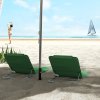 Outsunny Set of 2 Foldable Garden Beach Chair Mat Lightweight Outdoor Sun Lounger Seats Adjustable Back Metal Frame PE Fabric Head Pillow w/ Carry Bag, Green