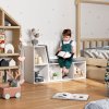 HOMCOM Bookcase Storage Shelf with Cushioned Reading Seat, Bookshelf Storage Cabinet for Study Living Room, White
