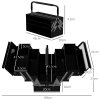 DURHAND Metal Tool Box 3 Tier 5 Tray Professional Portable Storage Cabinet Workshop Cantilever Toolbox with Carry Handle, 45cmx20cmx34.5cm, Black