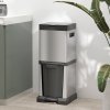 HOMCOM Dual Kitchen Bin, 20+14L Double Bin for Recycling and Waste, Stainless Steel Vertical Pedal Bin with Tilt Out Bin, Soft-Close Lid, Removable Inner Buckets and Handles, Silver