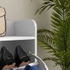 HOMCOM Narrow Shoe Cabinet with 4 Flip Drawers, Slim Shoe Storage Cabinet with Adjustable Shelves, Hairpin Legs and 4 Vents for 16 Pairs of Shoes for Entryway, White