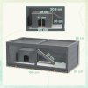 PawHut Wooden Hamster Cage, Small Animal Cage with Sliding Tray, Openable Top, Hut, Exercise Play House for Syrian Hamsters, Grey