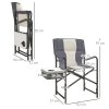 Outsunny Aluminium Directors Chair, Folding Camping Chair for Adults with Side Table, Cup Holder, Cooler Bag and Pocket, Up to 120 kg, Grey