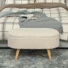 HOMCOM Ottoman Storage Bench, Padded Bedroom Bench with Storage and Lid, Foot Stool for Hallway, Living Room, Cream White