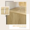 HOMCOM Bedroom Chest of Drawers, Boho Rattan Dresser with 4 Drawers, Storage Cabinet for Living Room, Hallway, Entryway, Natural Wood Finish