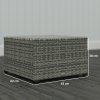 Outsunny Outdoor Coffee Table, PE Rattan Side Table with Tempered Glass Top, Wicker Square Garden Coffee Table End Table with Steel Frame for Patio, Balcony, 60 x 62 x 38cm, Light Grey