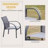 Outsunny 4 Pcs Curved Steel Outdoor Furniture Set w/ Loveseat, 2 Texteline Seats, Glass Top Table Garden Balcony Patio Furniture For Family Party Events Guests -Grey