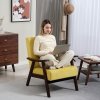 HOMCOM Nordic Accent Chair, Upholstered Velvet Armchair with Solid Wood Frame and Soft Thick Padded for Living Room, Bedroom, Champagne
