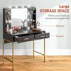 HOMCOM Dressing Table with Lighted Mirror, Cushioned Stool, Drawers, Shelves, LED Makeup Vanity Desk Set, Modern Dresser Vanity Table for Bedroom, Black