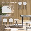 Outsunny Folding Stool Set of 4, Decorative Garden Stool Chair with Safety Latch, Foldable Garden Stools with Powder-Coated Steel Legs HDPE Seat and Handle for Indoor and Outdoor, White