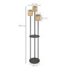 Outsunny Boho Rattan Floor Lamp, 3-Lights Rattan Lamp with Shelf, Freestanding Solar Garden Light with Auto On/Off Lights, IP44 Waterproof for Porch, Pathway, Deck, Yellow