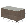 Outsunny Outdoor Coffee Table, PE Rattan Side Table with Tempered Glass Top, Wicker Rectangular Garden Coffee Table End Table with Steel Frame for Patio, Balcony, 90 x 50 x 38cm, Brown