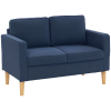 HOMCOM 2 Seater Sofa with Storage, Compact Loveseat Sofa with Solid Wood Legs, Corduroy Small sofa Settee for Living Room, Bedroom, Home Office, 117 x 63 x 79cm, Blue