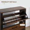 HOMCOM Industrial Shoe Cabinet with 2 Flip Drawers, Narrow Shoe Storage Cabinet for 12 Pairs, Freestanding Slim Shoe Rack for Entryway, Hallway, Rustic Brown