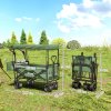 Outsunny 120L Festival Trolley on Wheels, Folding Camping Trolley Cart with Removable Canopy, All-Terrain Wheels, Adjustable Handle and Side Pockets for Garden Beach Fishing Shopping, Green