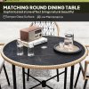 Outsunny 5 Piece Patio Rattan Dining Set, Wicker Garden Table and Chairs w/ Removable Seat & Back Cushions, Round Tempered Glass Tabletop, Parasol Hole, Outdoor Furniture Conservatory Set, Light Brown