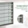 HOMCOM 7-Tier Wall Mounted Display Cabinet, Display Case with 6 Adjustable Shelves, Glass Doors for Home Office Ornaments 83x80cm, Graphite Wood Effect