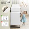 HOMCOM LED Lighted Dressing Table with Leaf Shape Mirror, Modern Vanity Desk with 5 Drawers, Makeup Desk with Fluted Panels, White