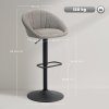 HOMCOM Bar Stools Set of 2, Swivel Barstools, Height Adjustable Breakfast Bar Chairs with Backrest and Footrest for Kitchen Island Counter, Dining Room, Grey