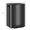 HOMCOM Dual Kitchen Bin, 2 x 30L Stainless Steel Double Pedal Bin with Soft-Close Lid, Removable Inner Buckets and Handles for Recycling and Waste