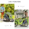 PawHut Dog Bike Trailer Pet Stroller Cart Carrier for Bicycle 360 Rotatable with Reflectors 3 Wheels Hitch Coupler Push/ Pull/ Brake Water Resistant Green