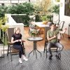 Outsunny 2 Pieces Outdoor Folding Dining Chair, PE Rattan Chair with Armrests, High Backrest, for Garden, Camping, Balcony, Porch, Brown