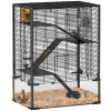 PawHut Hamster Cage with Deep Tempered Glass Bottom, 4 Tier Large Hamster Tank with Hut, Running Wheel, Platforms, Ramps, Food Dish, Water Bottle, for Syrian, Dwarf, Rats, Gerbils, 60 x 40 x 80cm