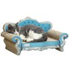 PawHut 2-in-1 Cat Scratcher, Cardboard Cat Scratching Board with Catnip, Cat Scratch Pad for Indoor Cats, 30.5 x 55 x 31.5cm, Light Blue