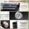 Outsunny Charcoal Barbecue Grill with Shelves, Portable BBQ Trolley Smoker with Wheels, Lid, Thermometer, Chimney for Outdoor Garden Party Cooking, Black