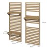 Outsunny Set of 2 Wall Mounted Plant Stand with Trellis, 170cm Wooden Plant Rack with Hanging Planter Shelves and Slatted Trellis for Climbing Plants, for Patio, Balcony, Porch, Natural