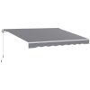 Outsunny 2.5m x 2m Retractable Awning, DIY Garden Awning Canopy, Anti-UV Sun Shade Shelter with Aluminium Frame and Crank Handle, Dark Grey