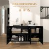 HOMCOM Storage Cabinet with High Gloss, Freestanding Sideboard with Adjustable Shelves, Soft-Close Doors and Gold Tone Hairpin Legs for Living Room, Dining Room, Hallway, Black